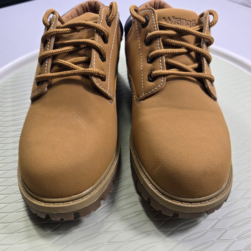 Wrangler Memory Foam Faux Suede Leather Work Boots Mens 7 Brown Outdoor Lace-up